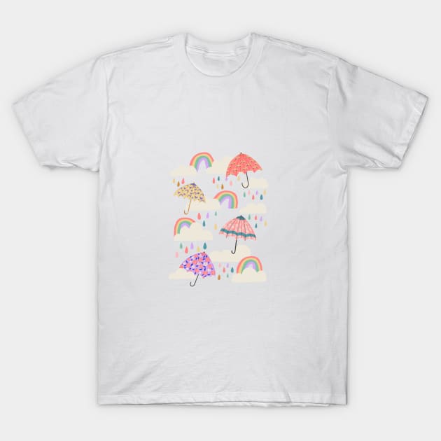 Spring Rain on Aqua T-Shirt by latheandquill